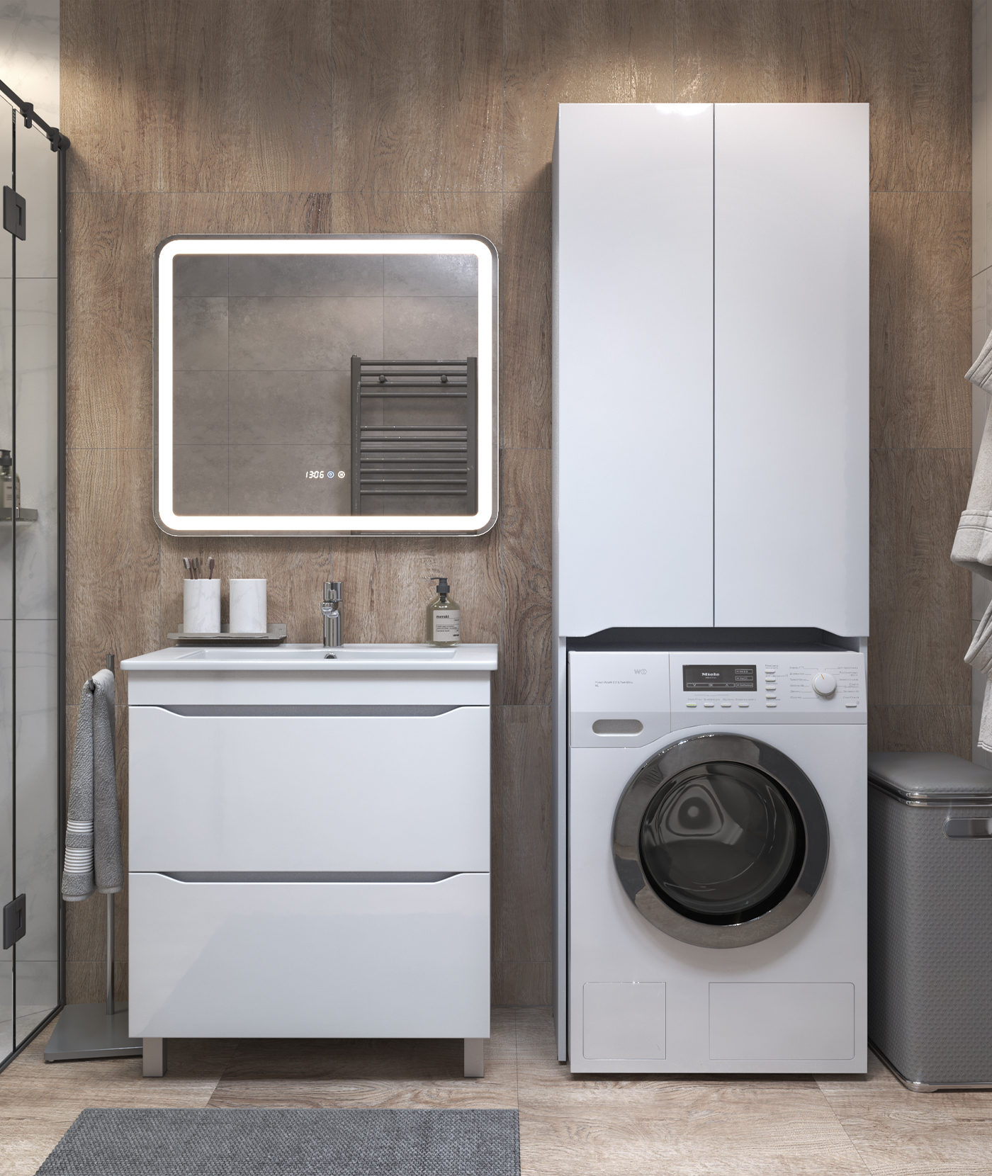 Шкаф для стиральной машины VIGO Grani 640 напольный белый (036) Шкаф для стиральной машины VIGO Grani 640 напольный белый (036)