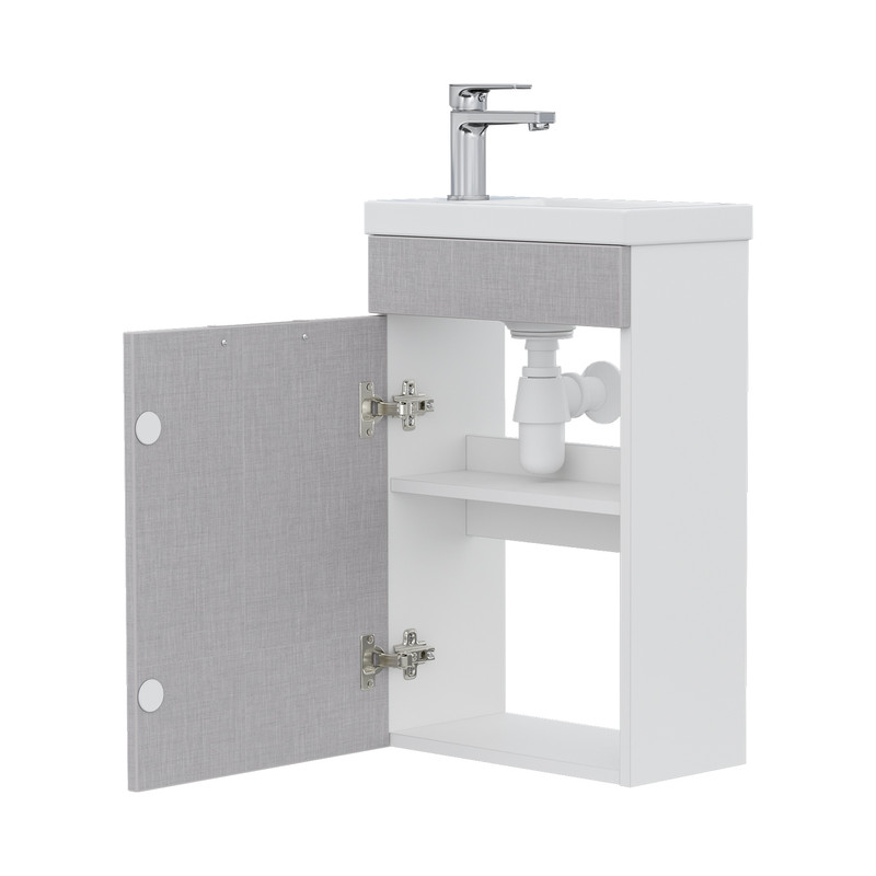 Тумба Vario 40, напольная, 2 дв., софт/белый (под раковину Миранда 40), VOLNA