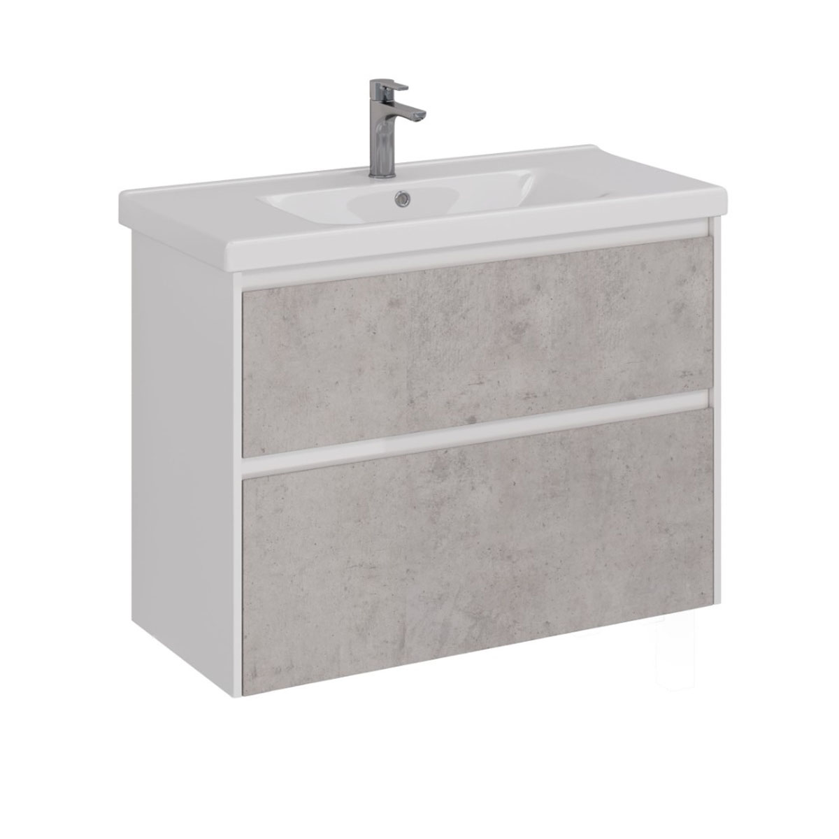 Тумба Lemark COMBI 100 см под 1 раковину, подвесная/напольная, 2 ящика, цвет фасада: Бетон, цвет кор