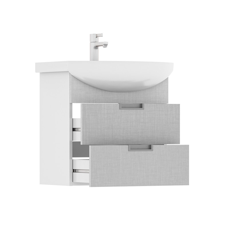 Тумба Vario 60, подвесная, 2 ящ., софт/белый (под раковину Балтика 60), VOLNA