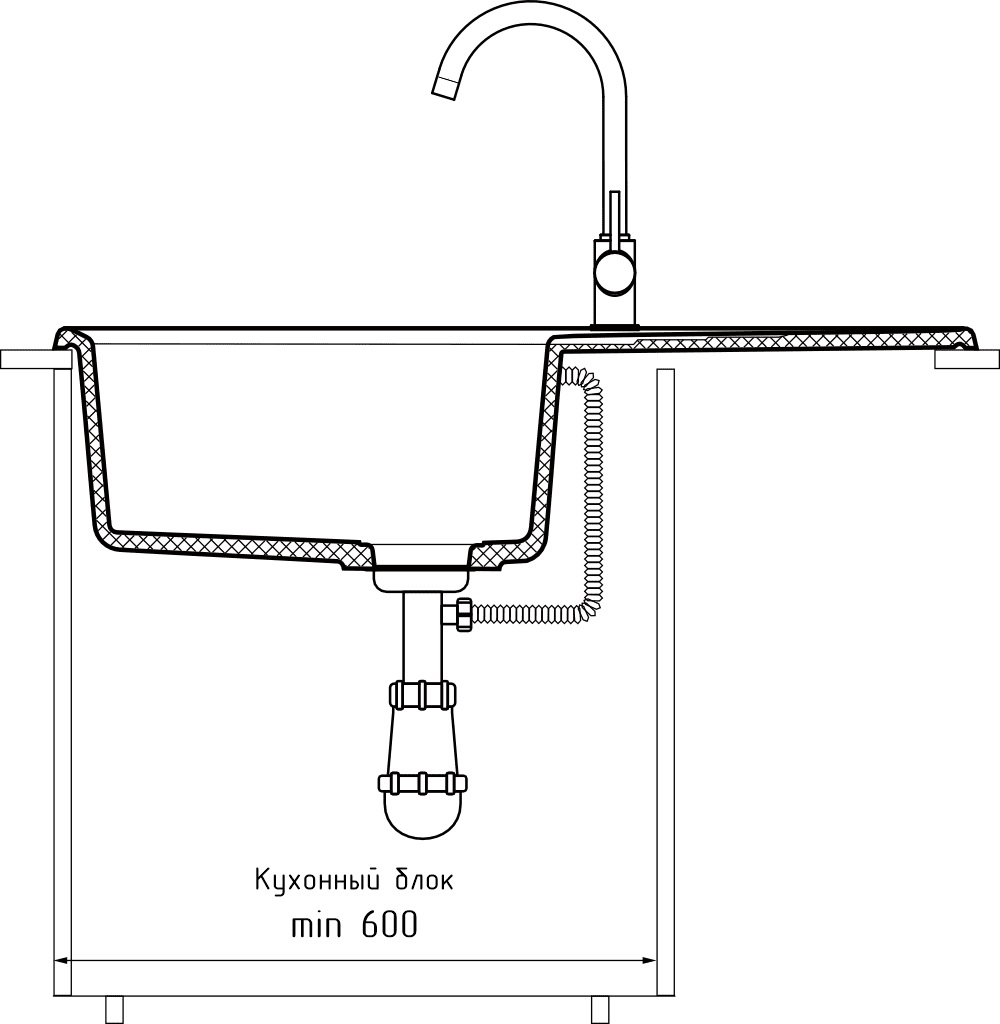 GRANFEST Мойка композит LEVEL , GF-LV-860L, чаша+крыло 860*500, кашемир 
