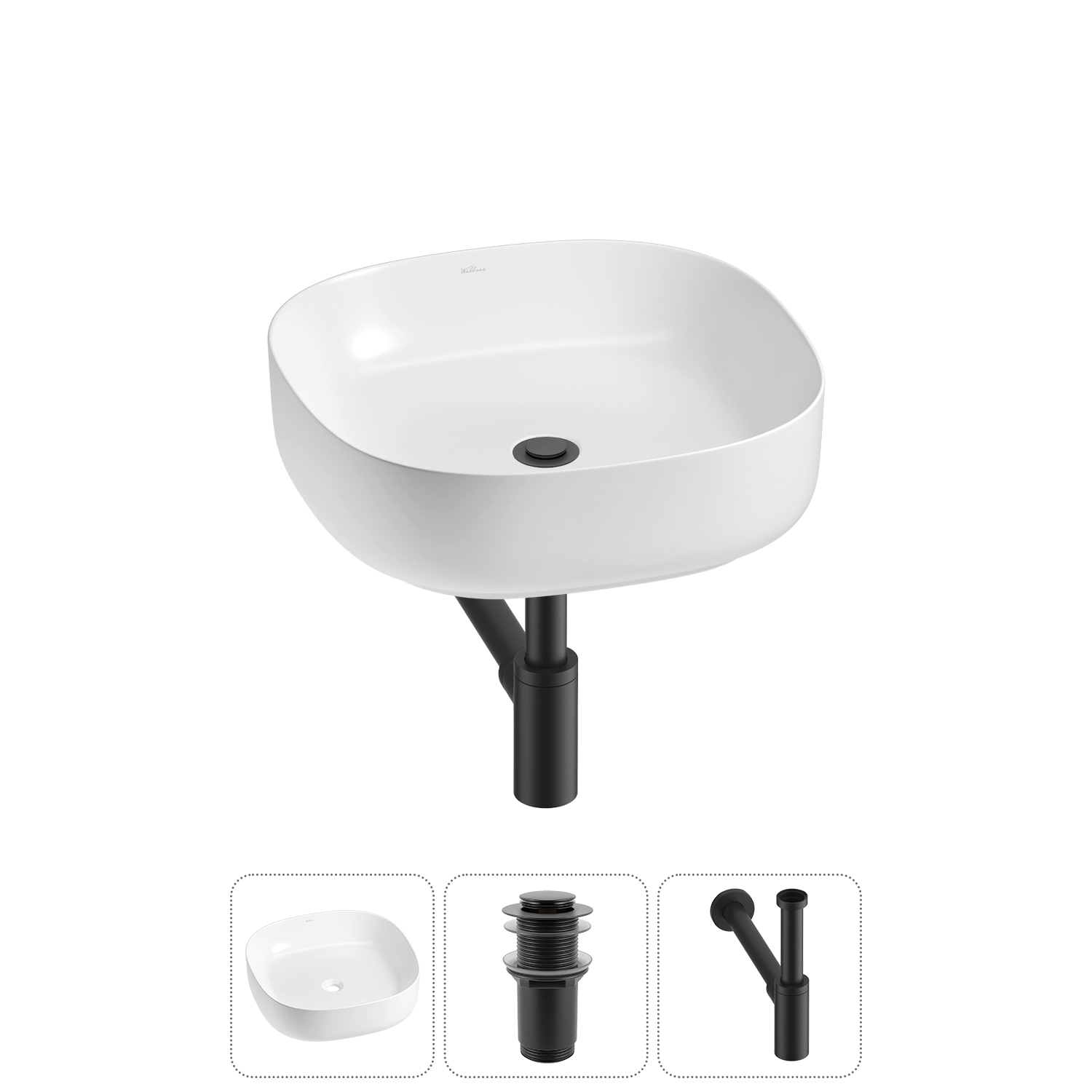 Накладная раковина для ванной комнаты Wellsee Belle Spa 3.0 20212694R в наборе 3 в 1: раковина белый