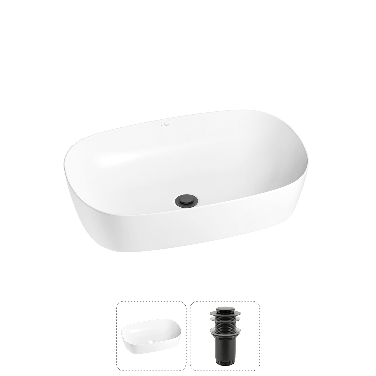 Накладная раковина для ванной комнаты Wellsee Ground Breaking 20212334R в наборе 2 в 1: раковина бел