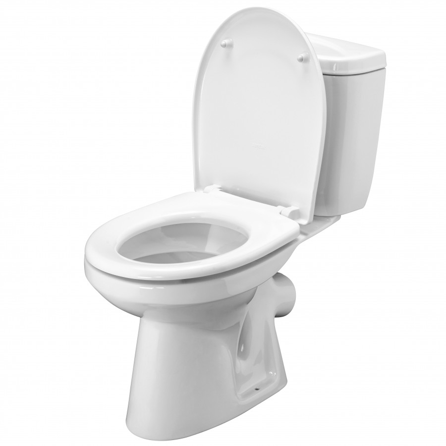 АНИМО Унитаз-компакт, косой выпуск, 2-х режимная арматура, сиденье дюропласт Soft-close. САНТЕК