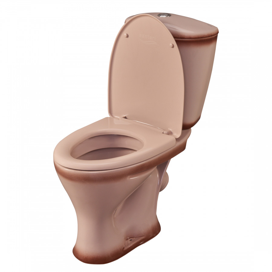 Унитаз-компакт "Версия" наклонный выпуск, с кнопочной арматурой и сиденьем, бежевый  SANTERI Унитаз-компакт "Версия" наклонный выпуск, с кнопочной арматурой и сиденьем, бежевый  SANTERI