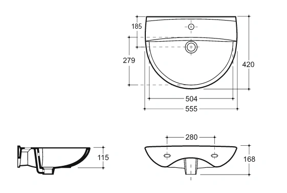 Раковина КЕРАМИН СИМПЛ 55 белый глянец CDB00023550 (4810531137634)