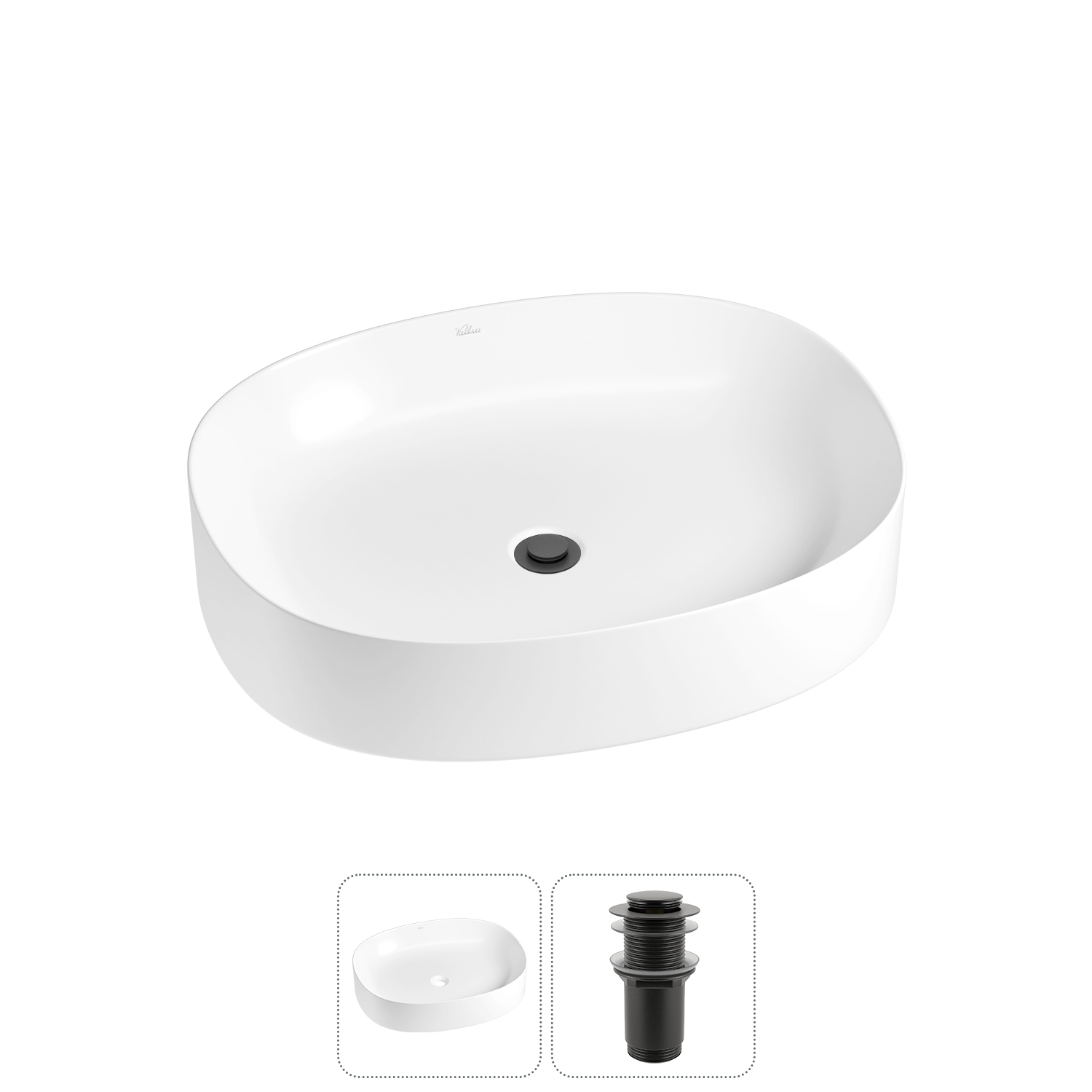 Накладная раковина для ванной комнаты Wellsee Belle Spa 2.0 20212550R в наборе 2 в 1: раковина белый