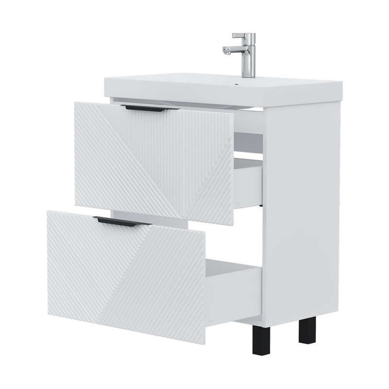 Тумба Geometry 70, напольная, 2ящ., белая (под раковину 9696-70), VOLNA