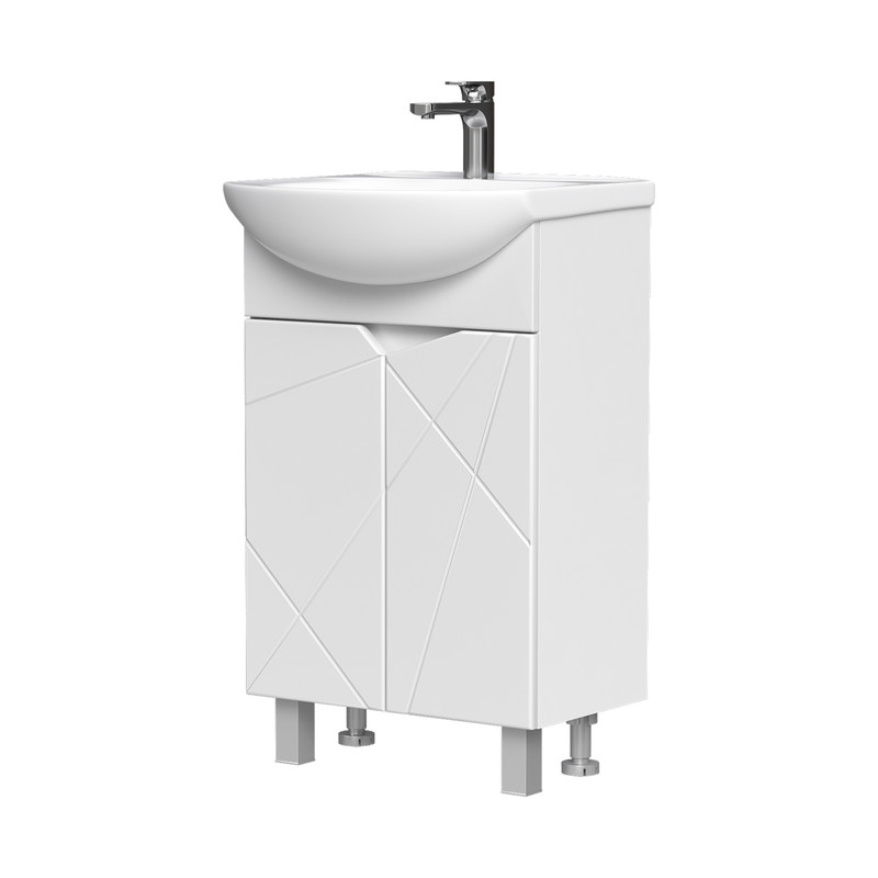 Тумба Pronto 50, напольная, 2 дв., белая (под раковину Рива 50), VOLNA