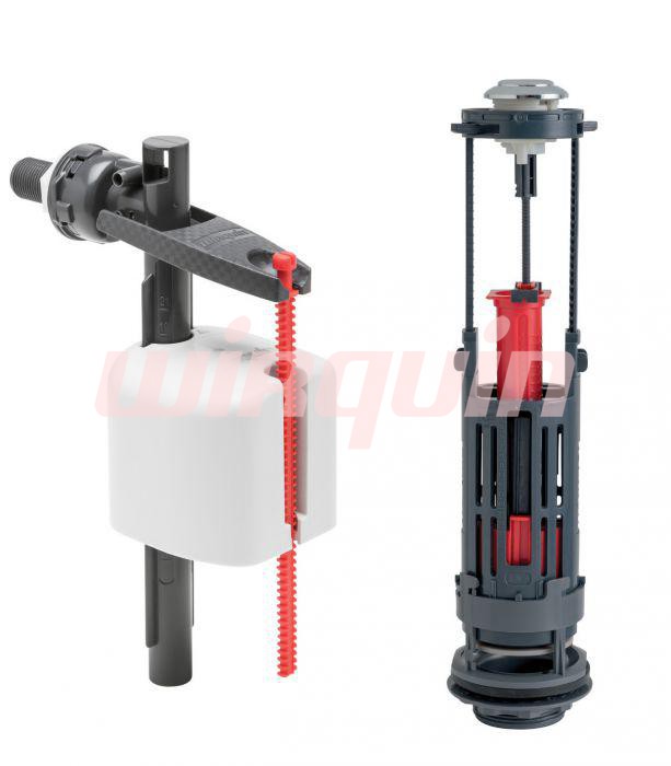 Комплект арматуры: Сливной двухрежимный механизм  Wirquin ONE 3/6 L, заливной клапан Kompact поршнев