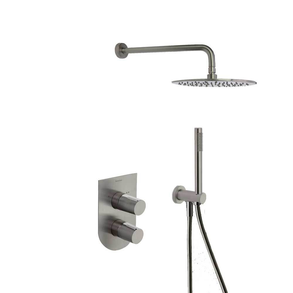 Встраиваемая душевая система с тропическим душем и душевым комплектом TZAR K3415021NC никель браширо