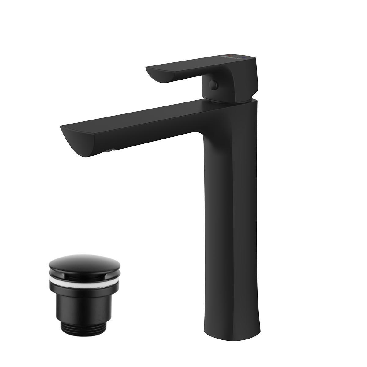 Ursus Смеситель для раковины, выс.монолит.излив 160мм дон.клап.Click/Clack, р/ОД, черный, LM, LM7209