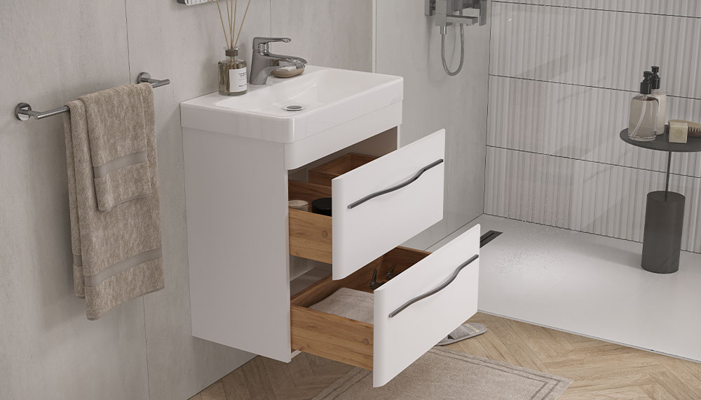 Тумба под раковину VELVEX Jill 600-0-2 (9595) навесная белый матовый