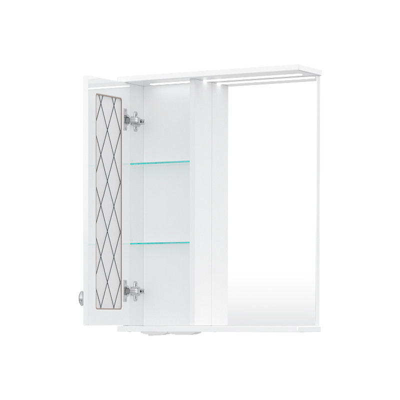 Зеркало-шкаф Milenal 55, с LED подсветкой, подвесной, левый, белый, VOLNA