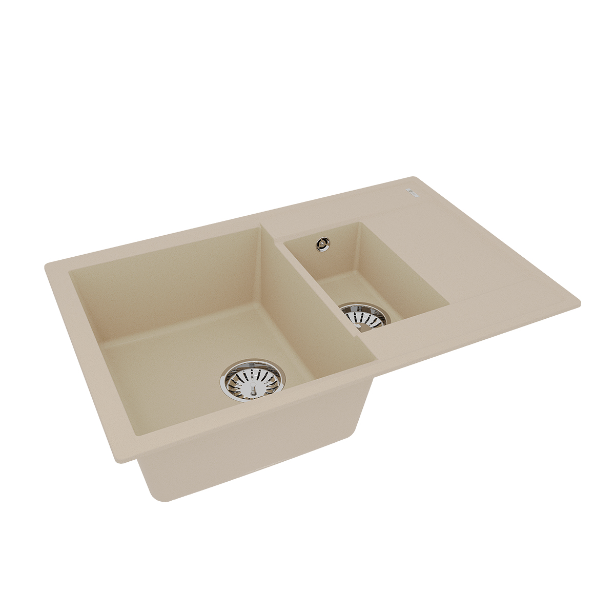 Кухонная мойка Lemark RAMZA 760 врезная прямоугольная с доп.чашей и крылом из кварцгранита, Бежевый