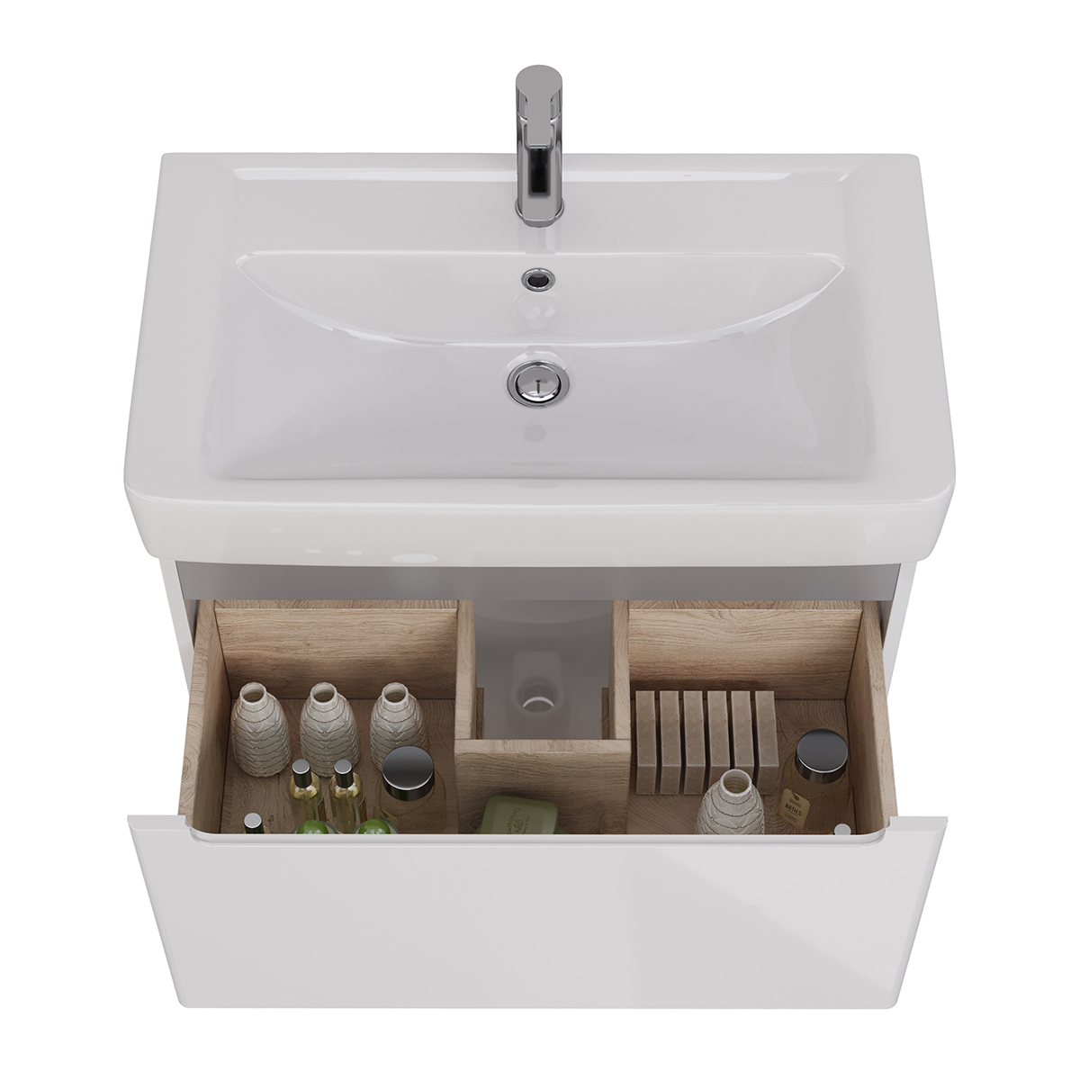 Тумба Lemark BUNO MINI 80 см под 1 раковину, подвесная, 1 ящик, цвет планки: Серый, цвет корпуса, фа