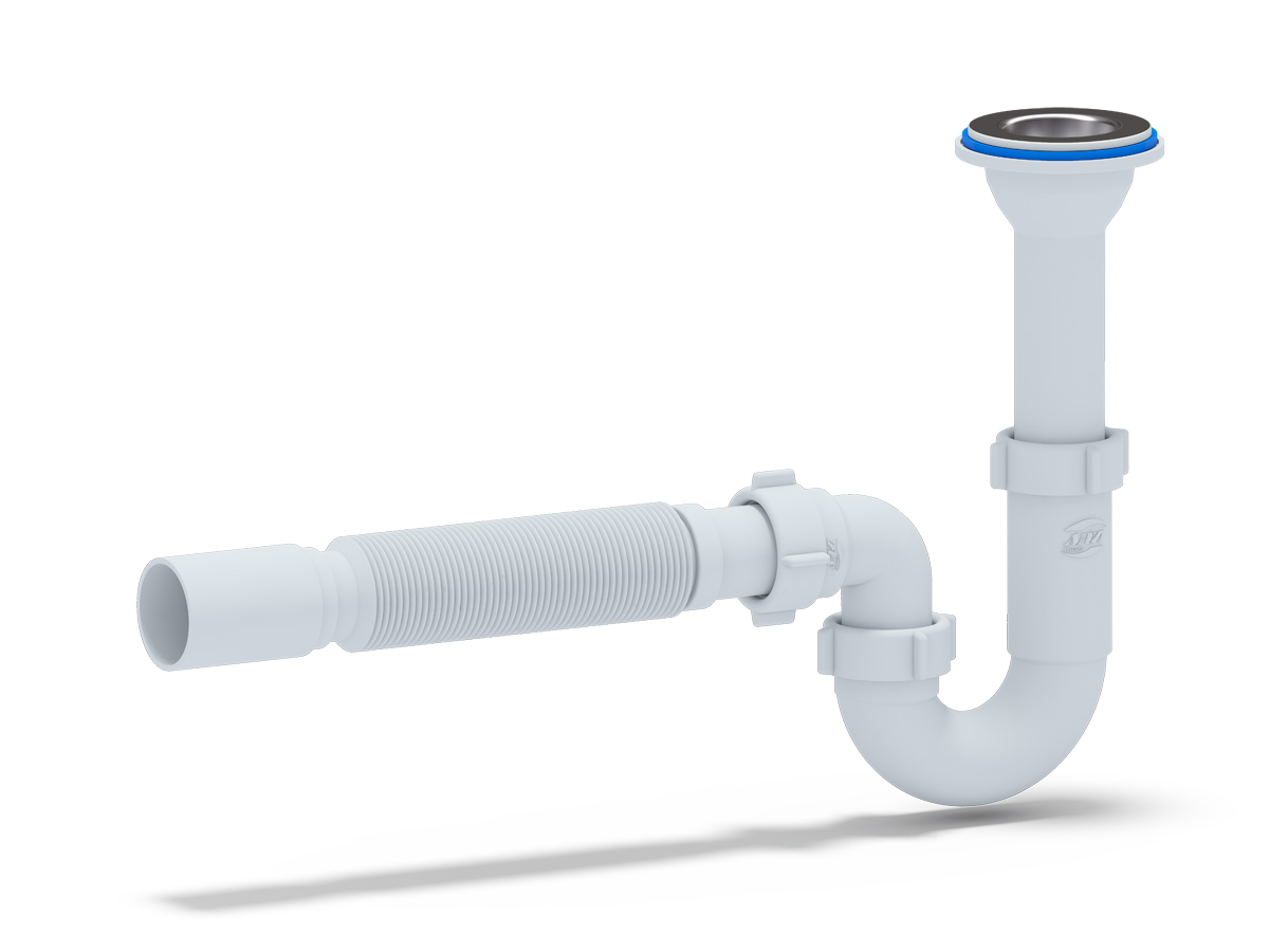 Сифон для раковины АНИ Пласт DB2010 1 1/4 дюйма 32 прямоточный с литым выпуском и гибкой трубой 32х40