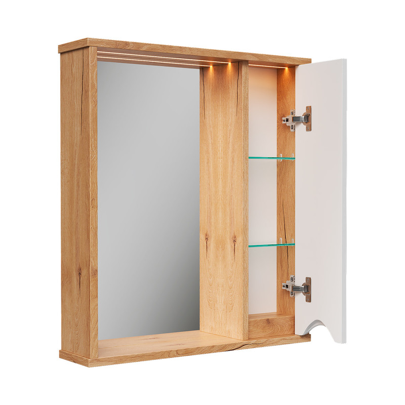 Зеркало-шкаф Barney 60, подвесной, правый, белый/дуб гузон, VOLNA