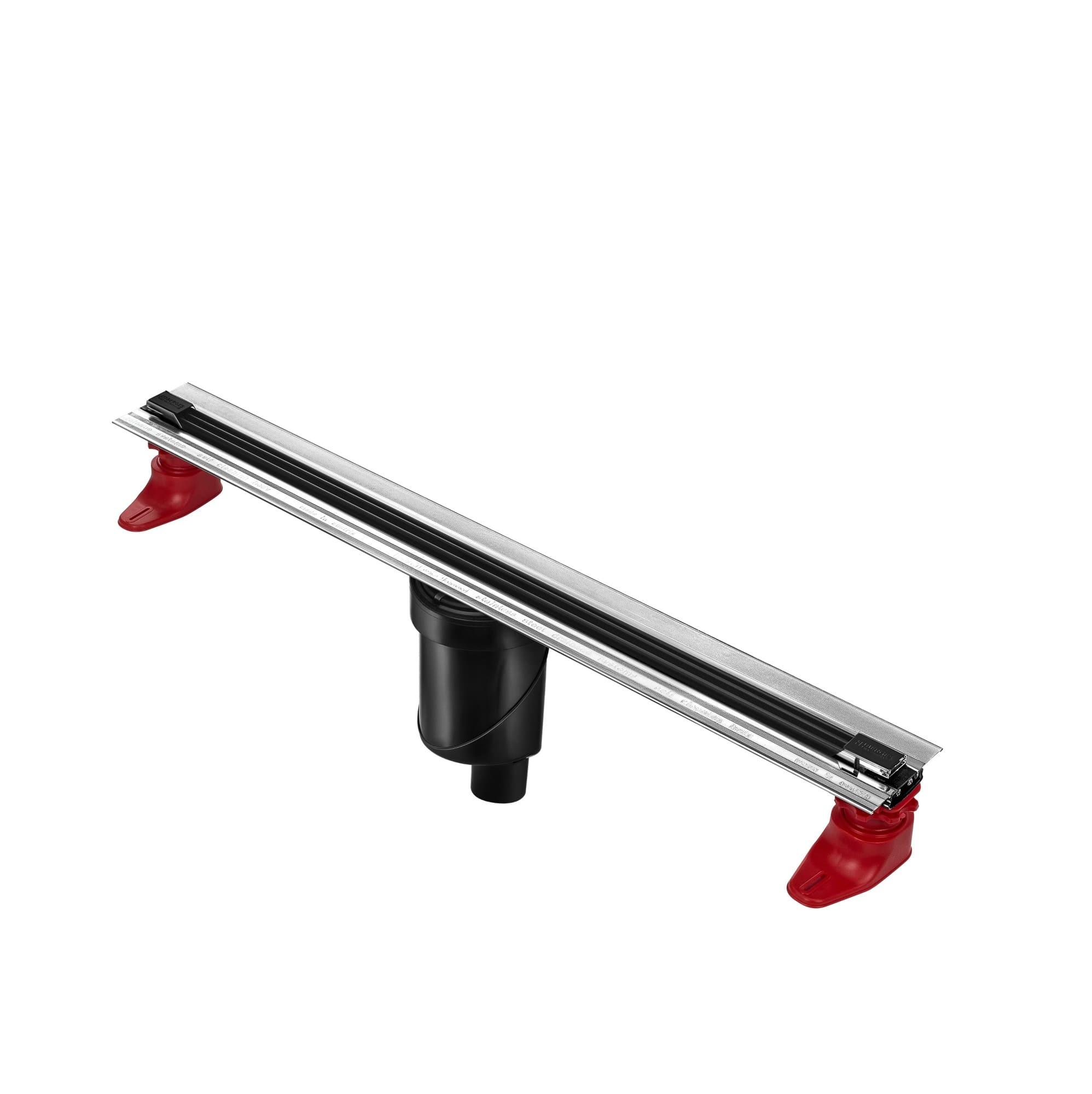 Желоб водосток напольный SUPER Slim 600 нержавеющая сталь, решетка  матовый черный, S-сифон D50/110 