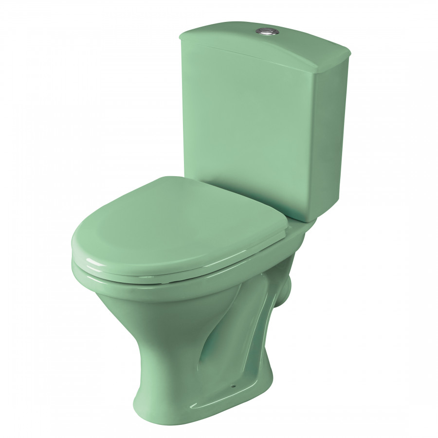 Унитаз-компакт "Вест" косой выпуск, с кнопочной арматурой и сиденьем, салатовый SANTERI Унитаз-компакт "Вест" косой выпуск, с кнопочной арматурой и сиденьем, салатовый SANTERI