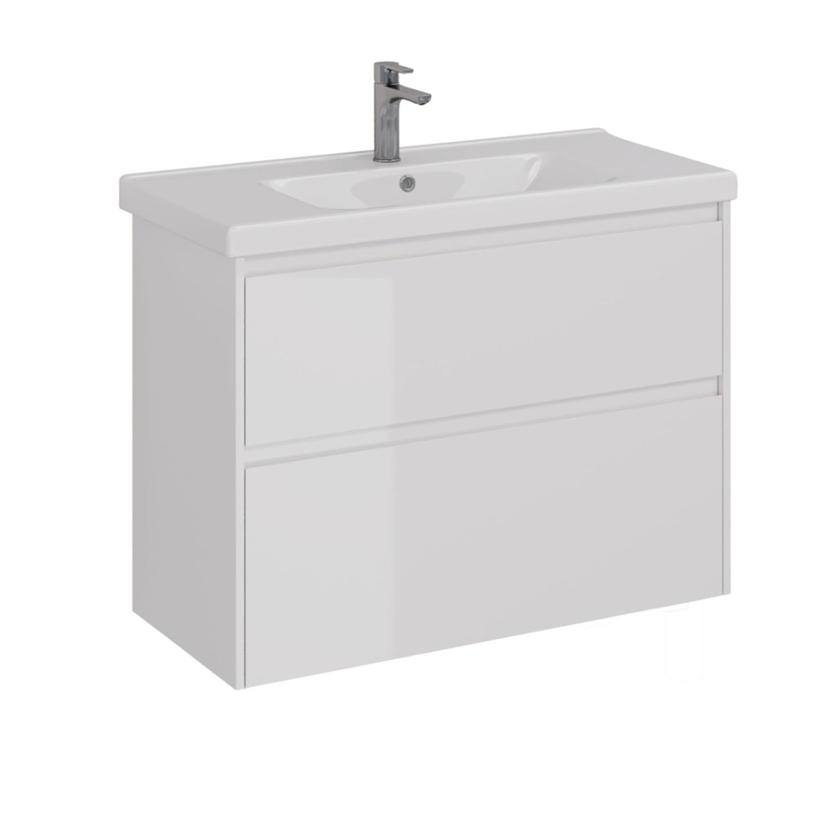 Тумба Lemark COMBI 100 см под 1 раковину, подвесная/напольная, 2 ящика, цвет корпуса, фасада: Белый 