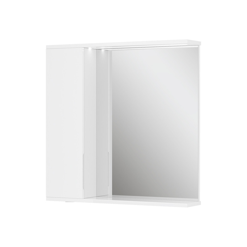 Зеркало-шкаф Lake 70, с LED подсветкой, левый, белый, VOLNA