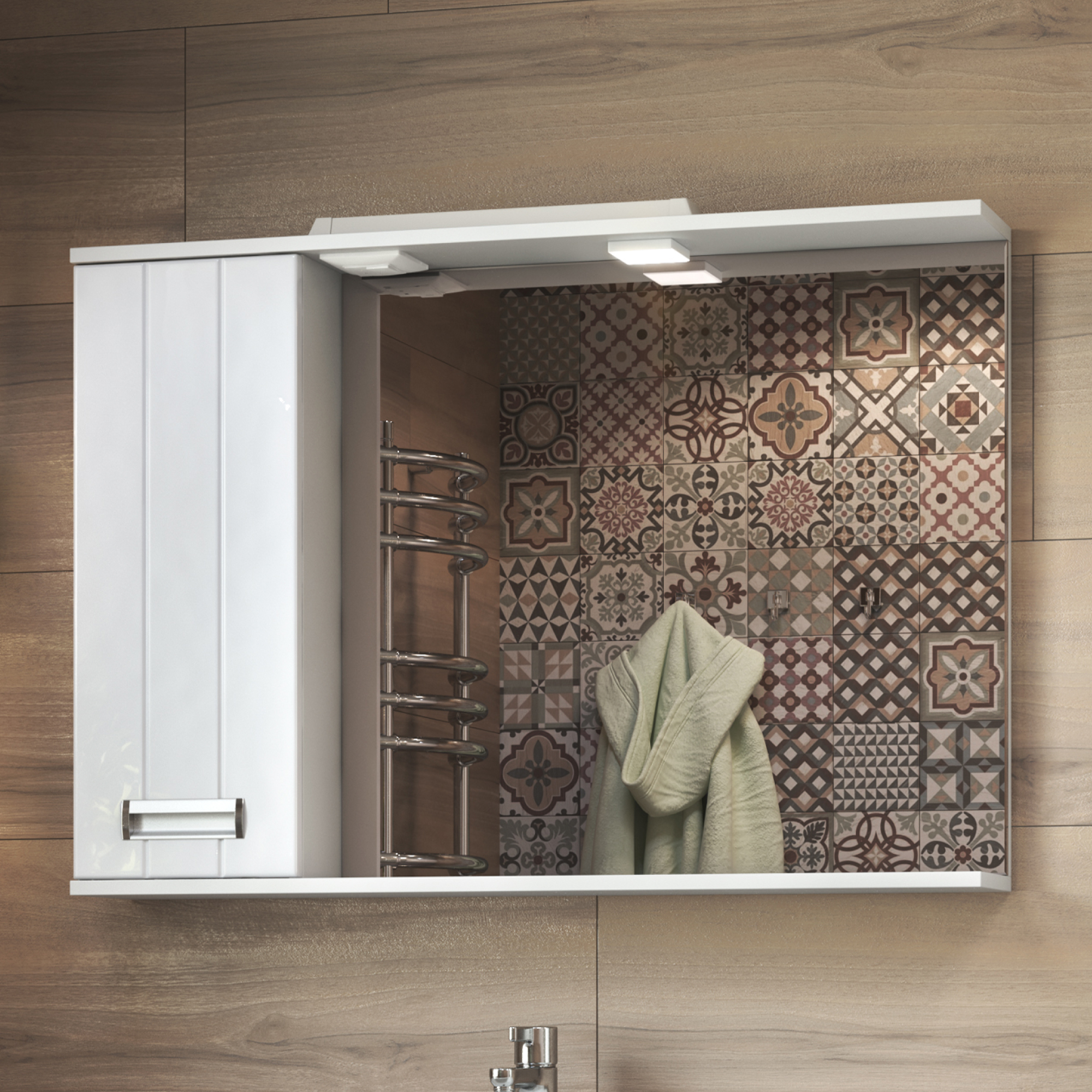 Зеркало со шкафом VIGO Diana 100 подвесное белый (z.DIA.100.L.El) Зеркало со шкафом VIGO Diana 100 подвесное белый (z.DIA.100.L.El)