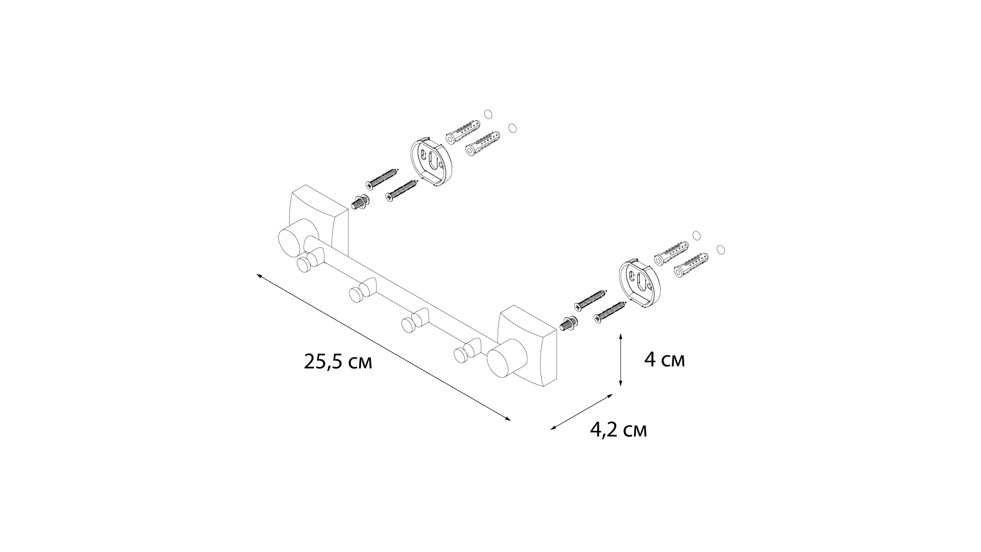 Планка 4 крючка FIXSEN Kvadro (FX-61305-4)