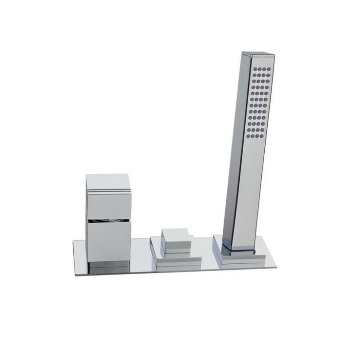 Смеситель однорычажный на борт ванны с душевым комплектом и изливом KUATRO 473302SCAMK