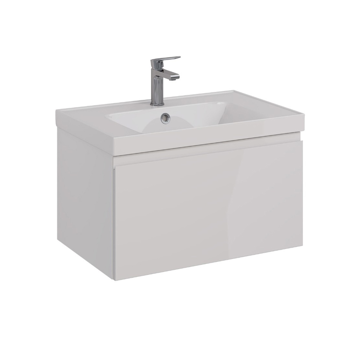 Тумба Lemark VEON MINI 70 см под 1 раковину, подвесная,1 ящик, цвет корпуса, фасада: Белый глянец  