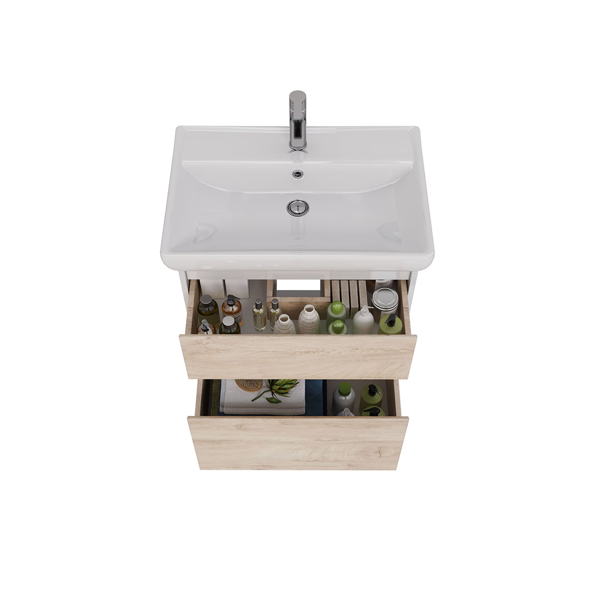 Тумба Lemark COMBI 70 см под 1 раковину, подвесная/напольная, 2 ящика, цвет фасада: Дуб кантри, цвет