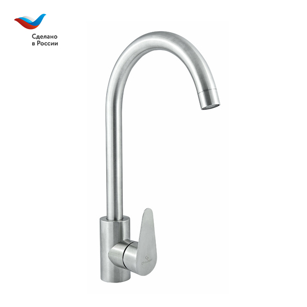 СТАЛЬ Смеситель для мойки с высоким изливом,одноручный, СЛАВЕН, НЖ22