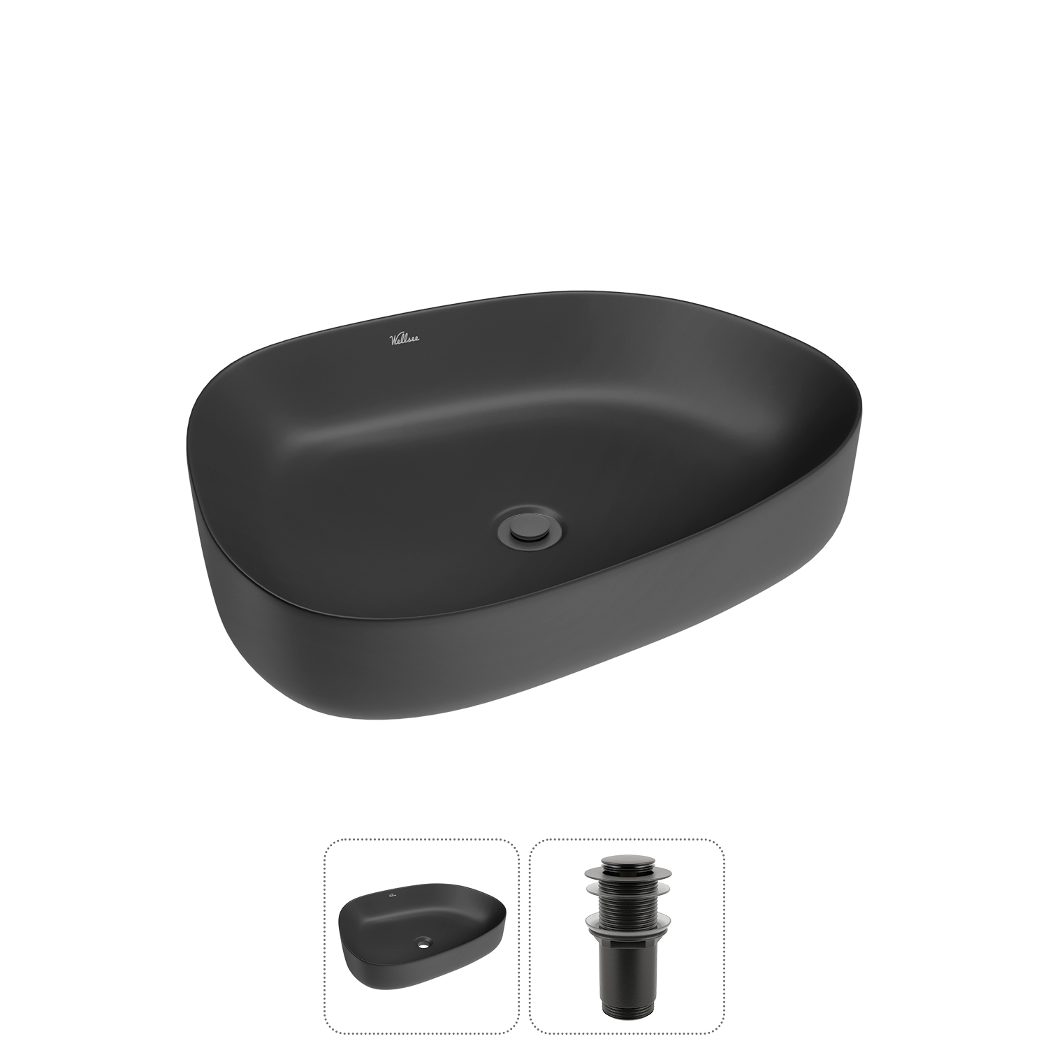 Накладная раковина для ванной комнаты Wellsee Belle Spa 3.0 20212734R в наборе 2 в 1: раковина матов