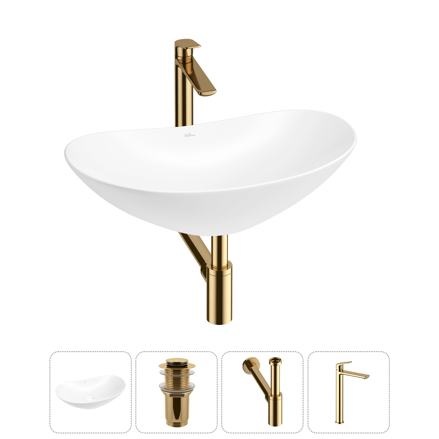 Накладная раковина для ванной комнаты Wellsee Carefree Dove 20212291R в наборе 4 в 1: раковина белый