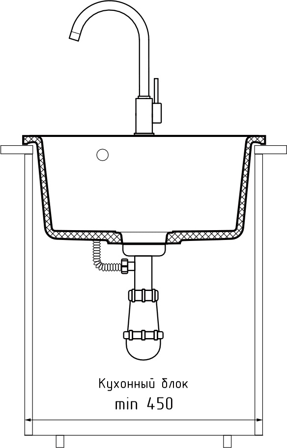 GRANFEST SMART Мойка композит 1-чаш. 430*430 мм  белый арт. GF-SM430