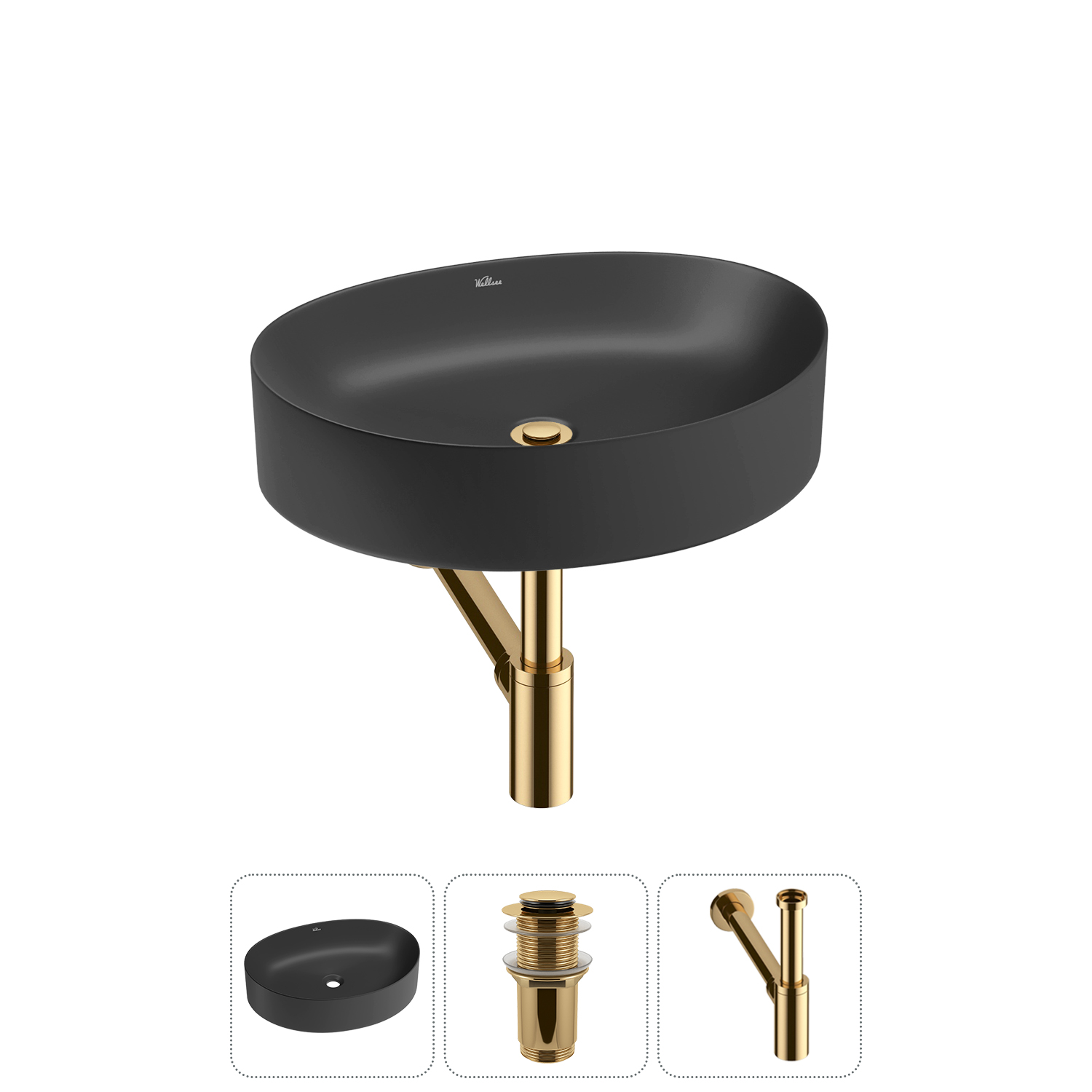 Накладная раковина для ванной комнаты Wellsee Belle Spa 2.0 20212598R в наборе 3 в 1: раковина матов