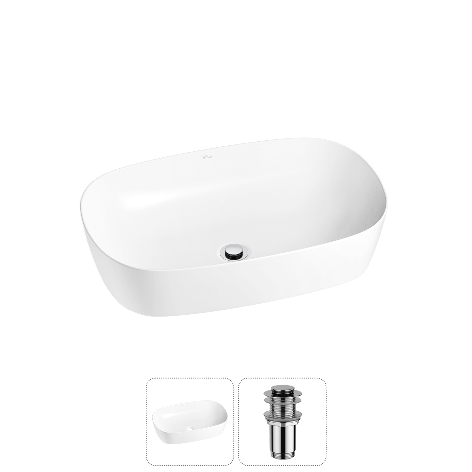 Накладная раковина для ванной комнаты Wellsee Ground Breaking 20212349R в наборе 2 в 1: раковина бел