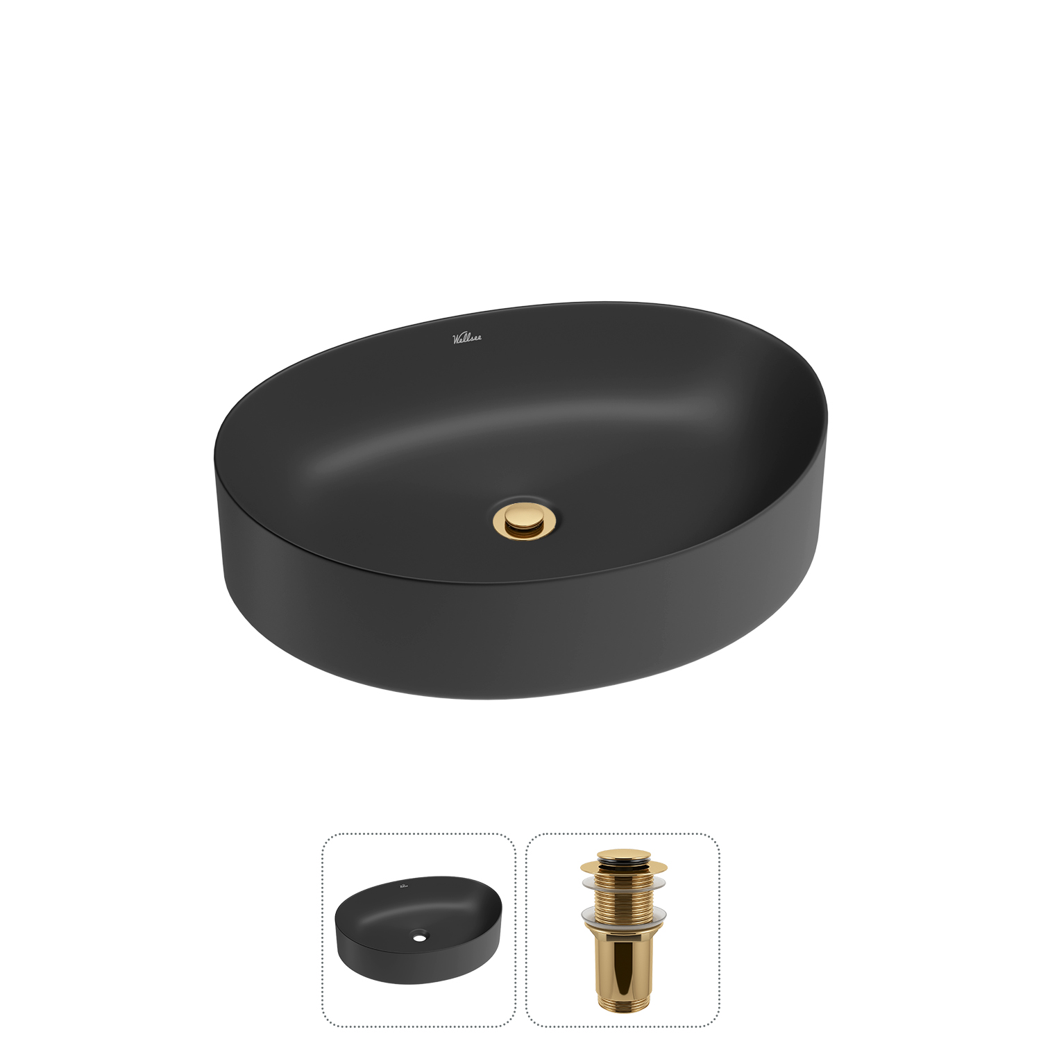 Накладная раковина для ванной комнаты Wellsee Belle Spa 2.0 20212595R в наборе 2 в 1: раковина матов
