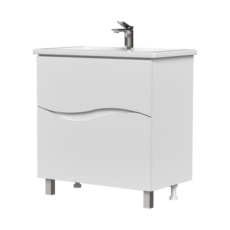 Тумба Volna 80, напольная, 2 ящ., белая (под раковину Фостер 80), VOLNA