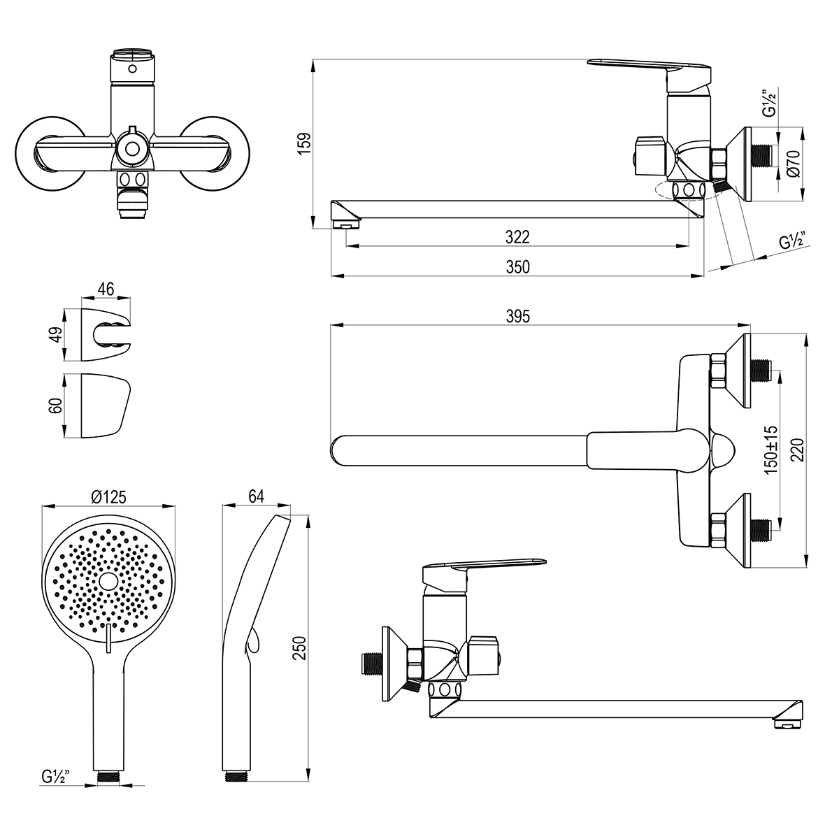 Смеситель DECOROOM DR28043 универсальный с поворотным изливом