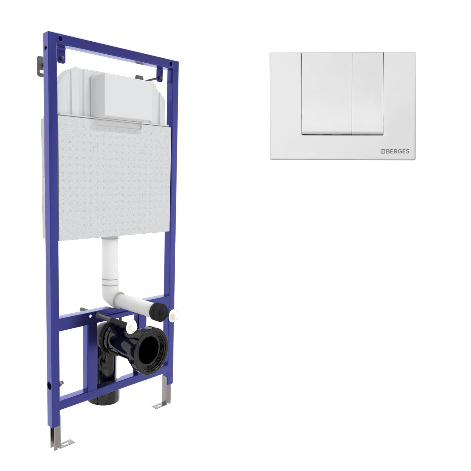 Инсталляция  для скрытого монтажа унитаза NOVUM кнопка S1 белая, BERGES