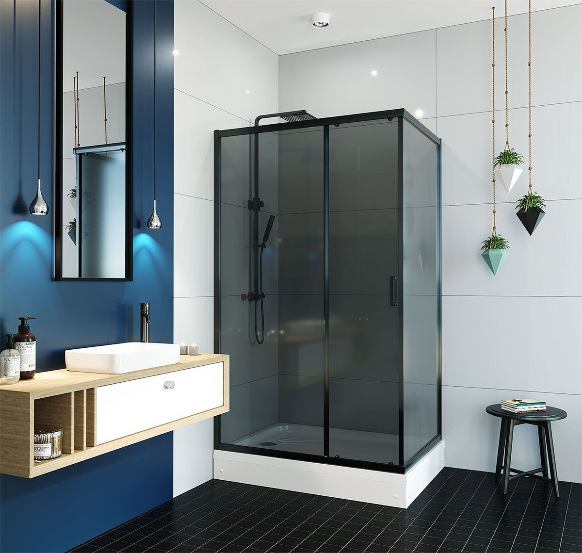 Душевой уголок ALEX BAITLER 1 серия AB14120B4 тонированное стекло