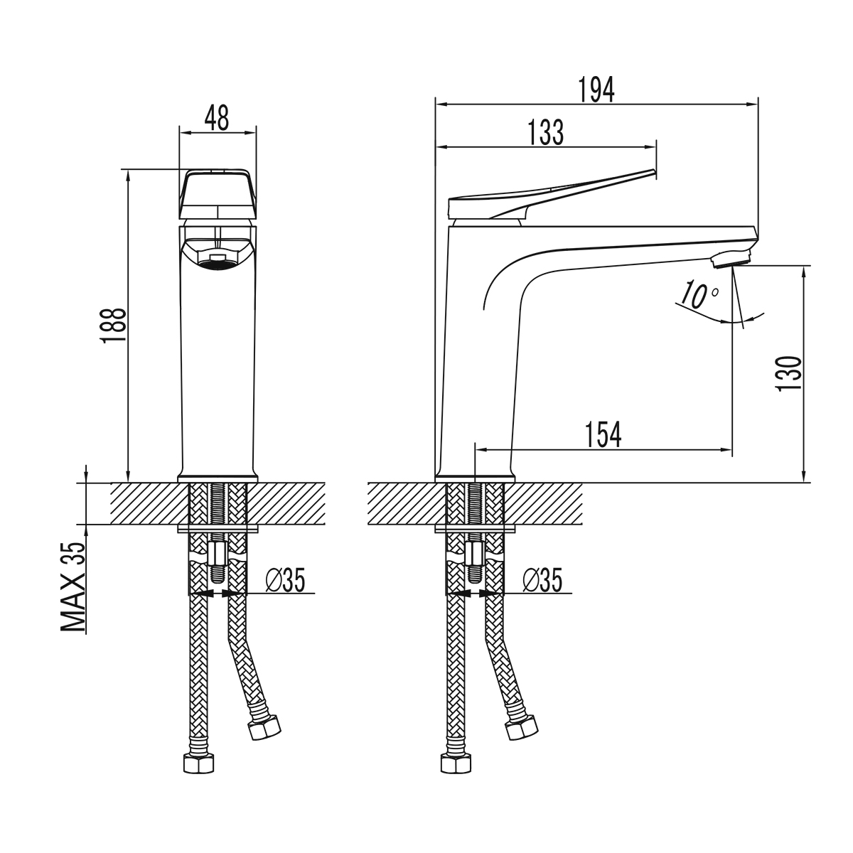 Bronx Смеситель для умывальника средний, монолитный, белый, LM, LM3737MW