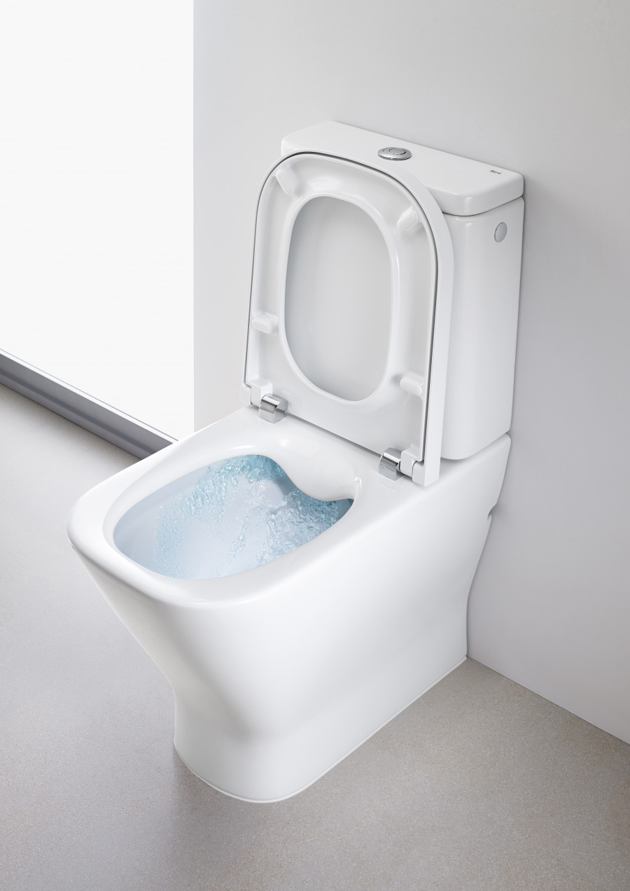 GAP CLEAN RIM Чаша унитаза приставного c безободковым смывом, двойной выпуск, белая. ROCA GAP CLEAN RIM Чаша унитаза приставного c безободковым смывом, двойной выпуск, белая. ROCA