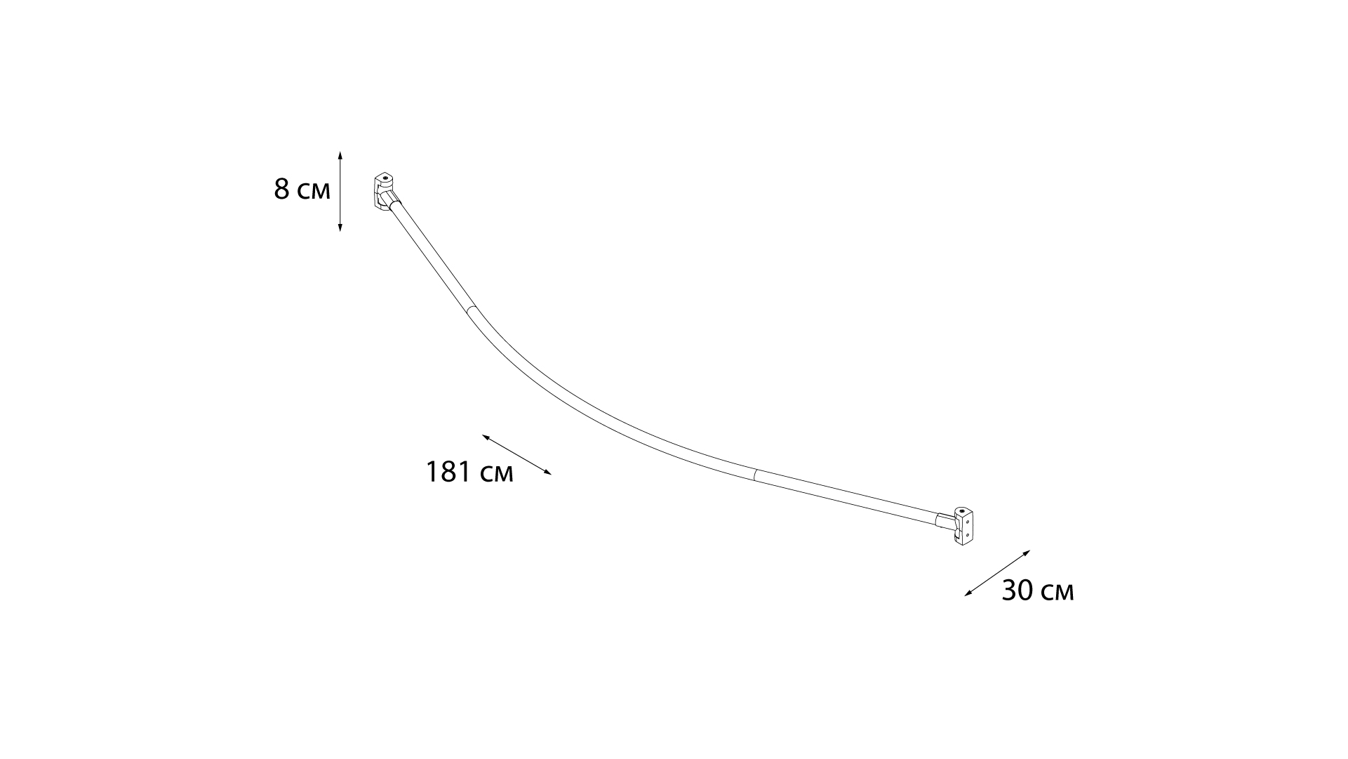 Карниз для ванной  дуговой Fixsen FX-25144, нерж.сталь-хром, max. 180 см.