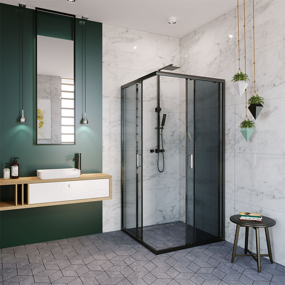 Душевой уголок ALEX BAITLER 1 серия AB1490B4 тонированное стекло