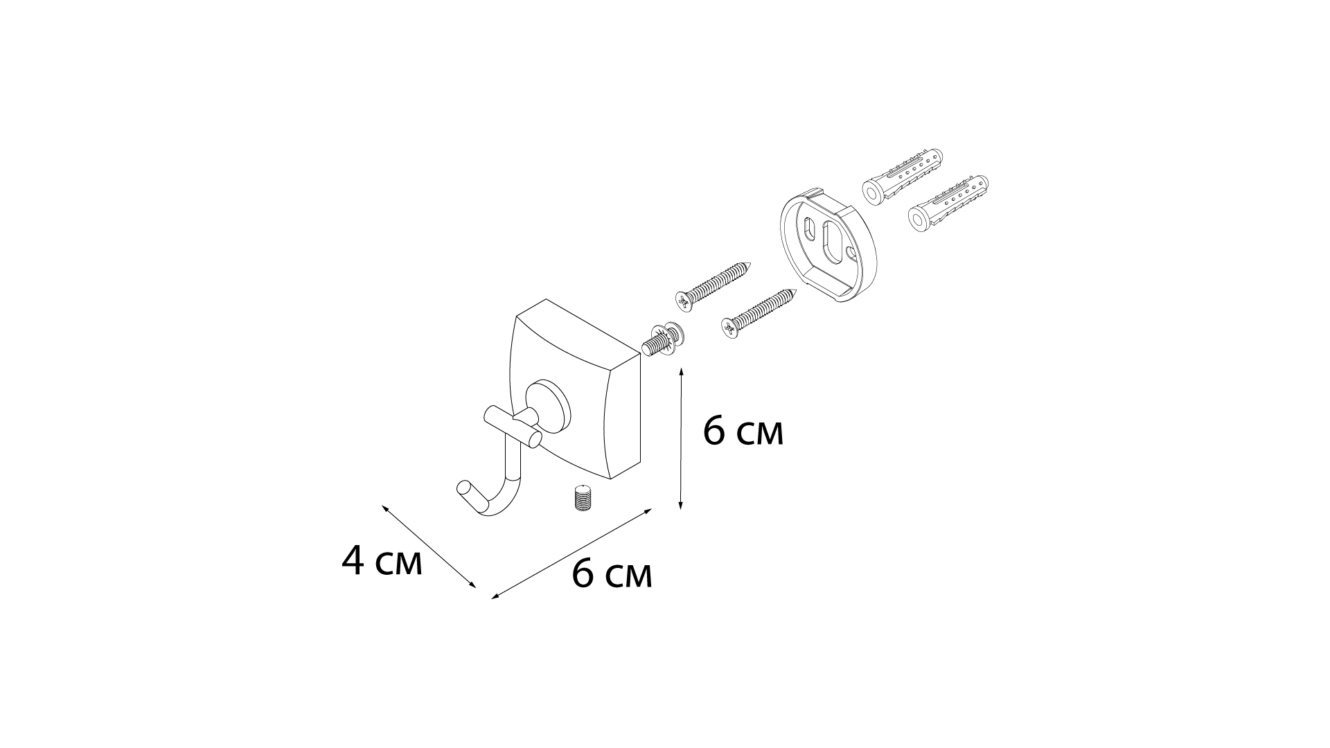 Крючок одинарный FIXSEN Kvadro (FX-61305F) Крючок одинарный FIXSEN Kvadro (FX-61305F)
