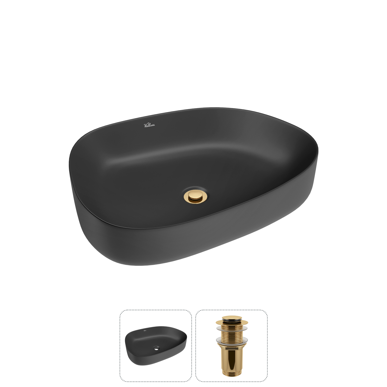 Накладная раковина для ванной комнаты Wellsee Belle Spa 3.0 20212735R в наборе 2 в 1: раковина матов