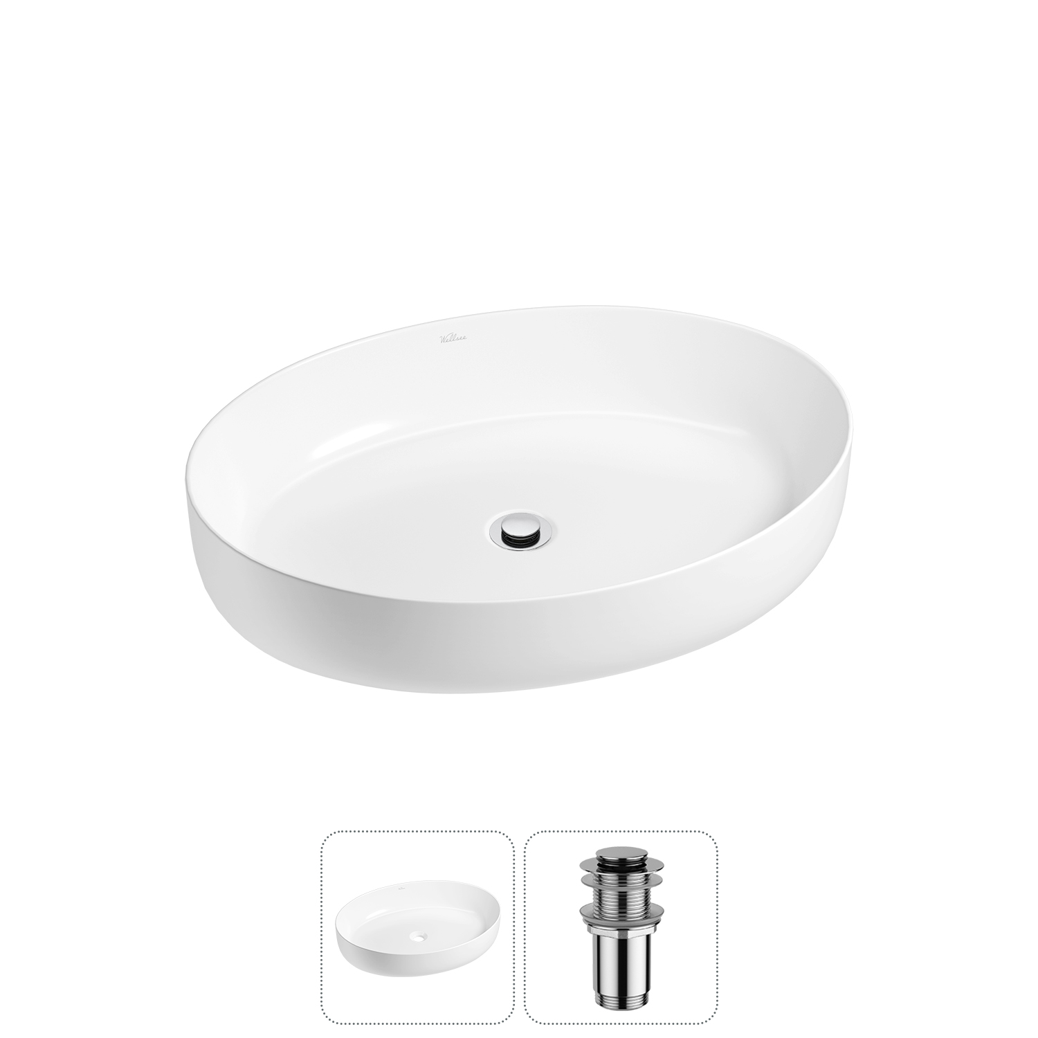 Накладная раковина для ванной комнаты Wellsee Belle Spa 3.0 20212661R в наборе 2 в 1: раковина белый