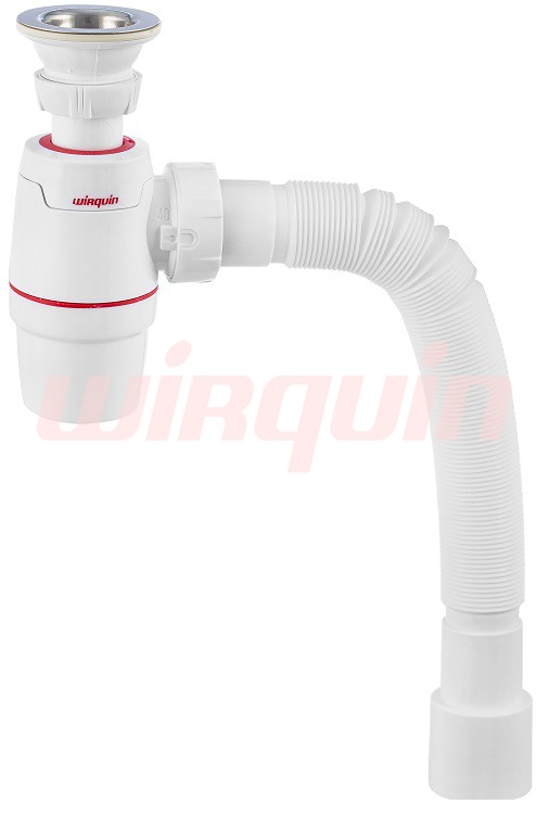 Сифон, WIRQUIN NEO с выпуском 1½  х 40 мм и гофротрубой L800 мм, 40 х 40/50 мм , WIRQUIN